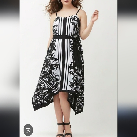 Lane Bryant Asymmetrical Floral Print Spaghetti  Strap Midi Dress 22/24 - Picture 1 of 14